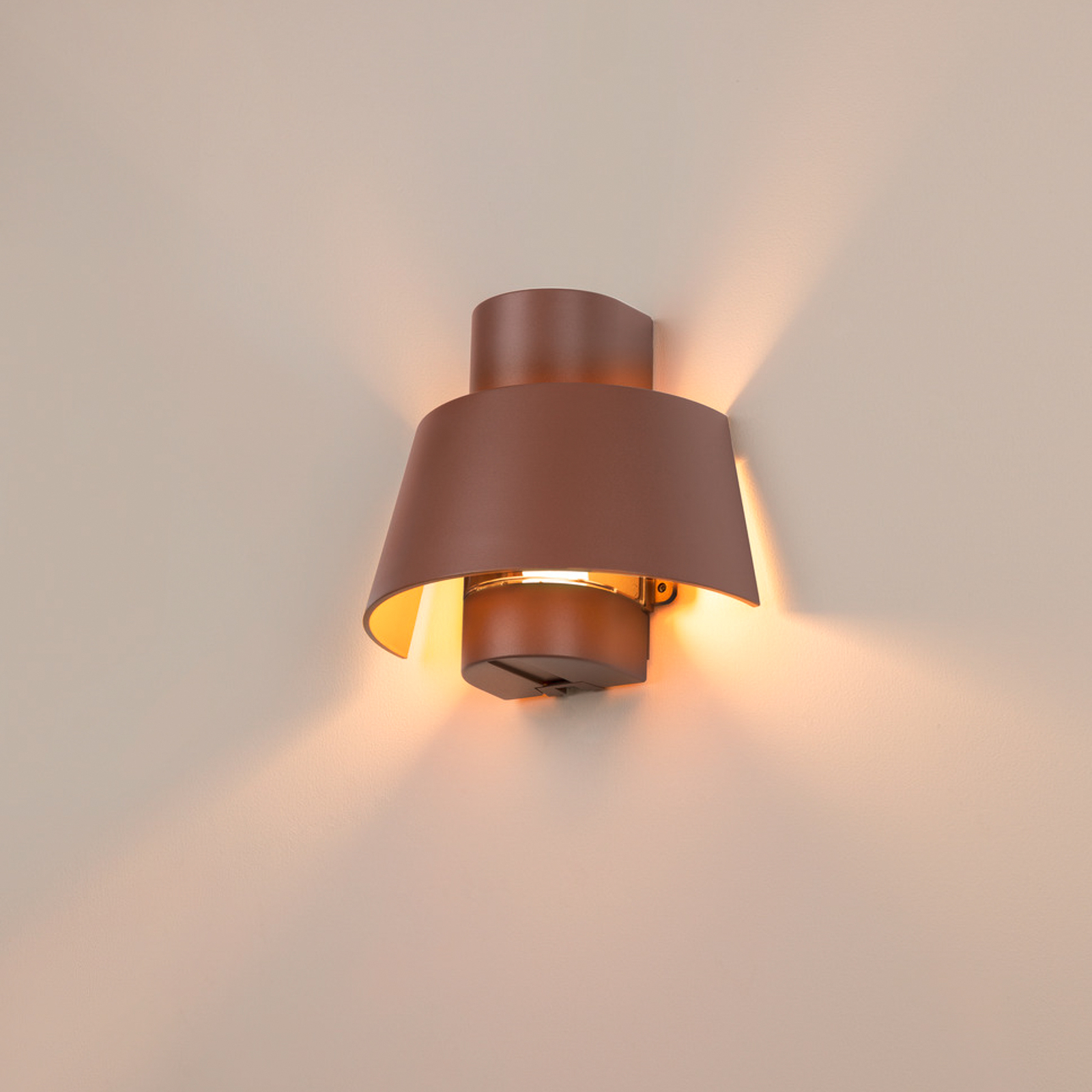 SLV wandlamp Photoni, roestkleurig, aluminium, breedte 25 cm